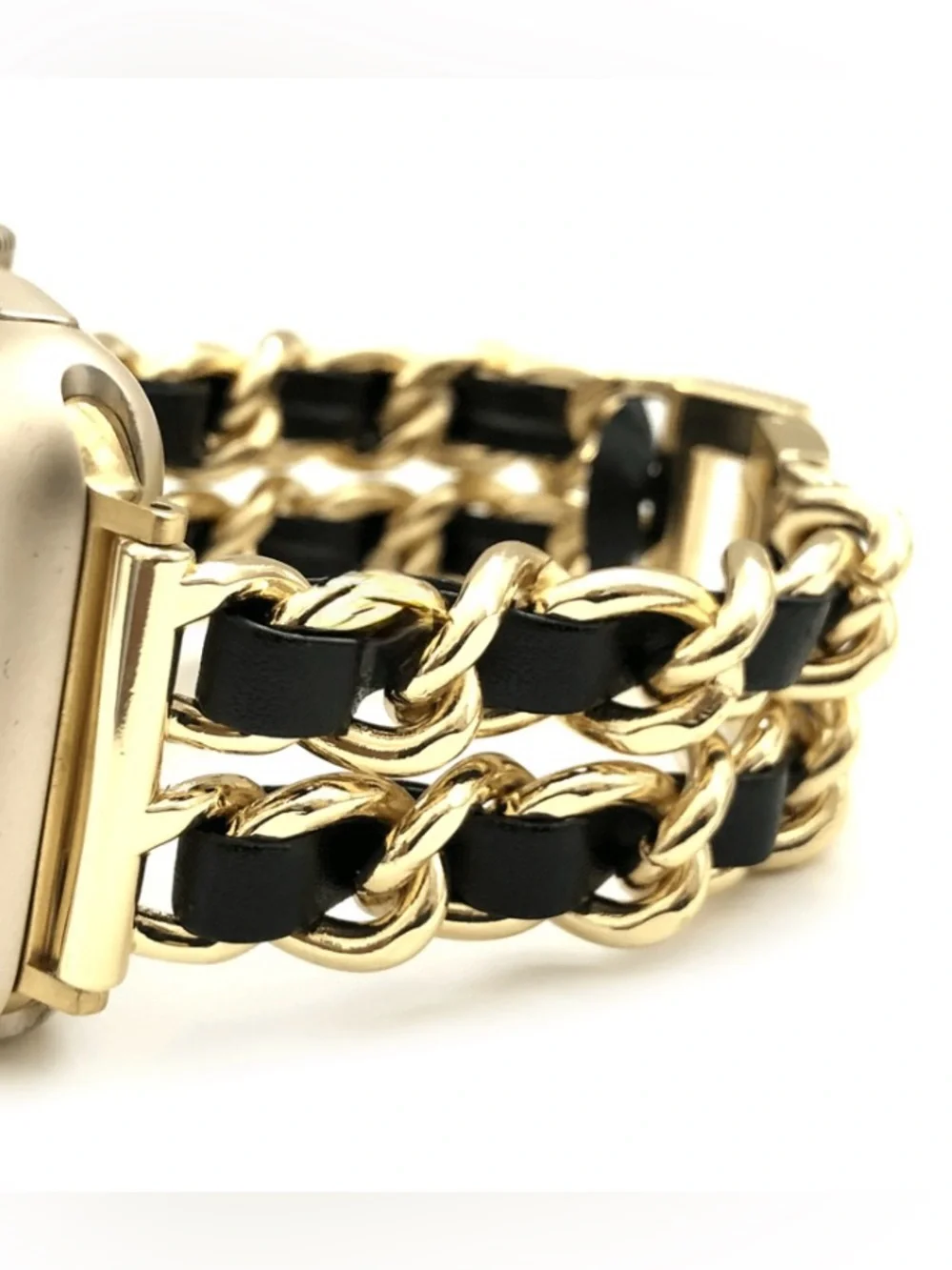 Gold and Black Chain-Link Watch Band for Smartwatch